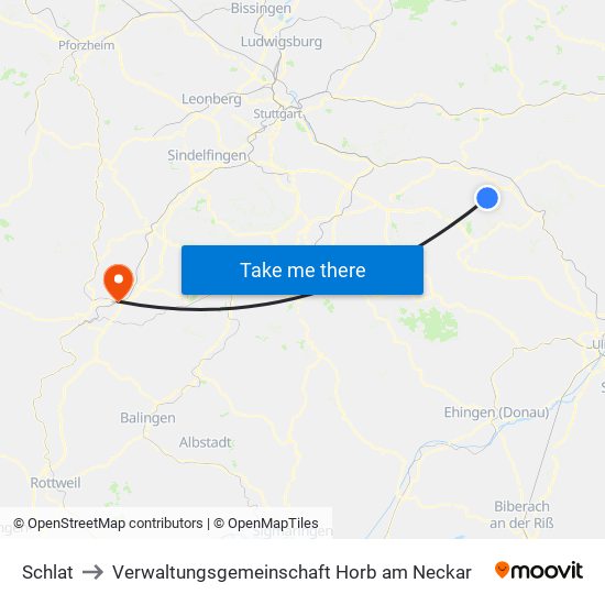 Schlat to Verwaltungsgemeinschaft Horb am Neckar map