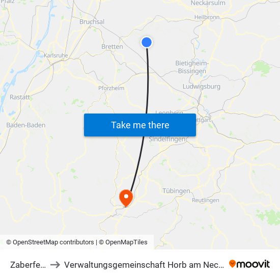 Zaberfeld to Verwaltungsgemeinschaft Horb am Neckar map