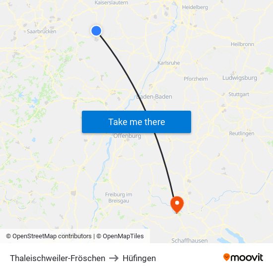 Thaleischweiler-Fröschen to Hüfingen map