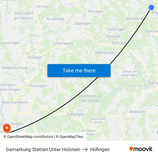 Gemarkung Stetten Unter Holstein to Hüfingen map