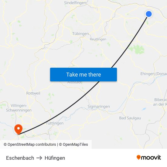 Eschenbach to Hüfingen map