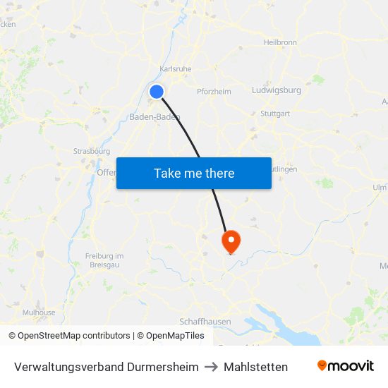 Verwaltungsverband Durmersheim to Mahlstetten map