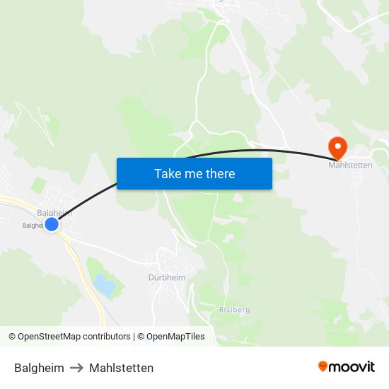 Balgheim to Mahlstetten map