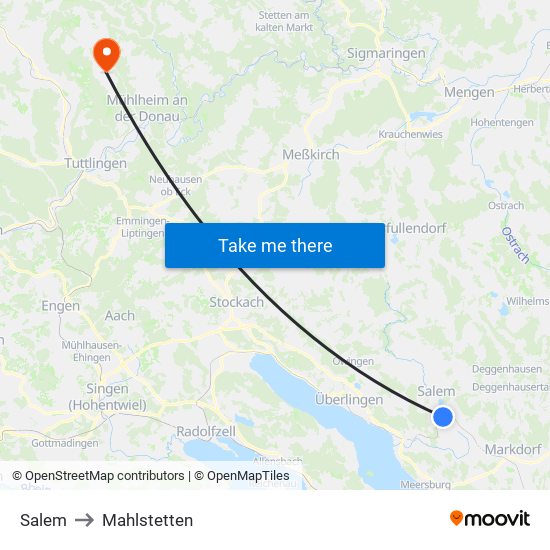 Salem to Mahlstetten map