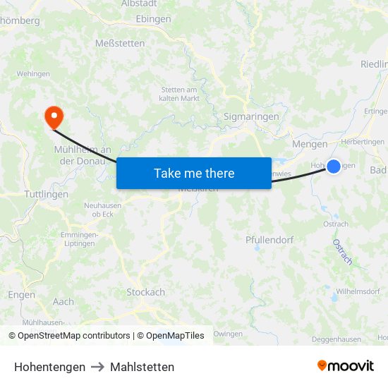 Hohentengen to Mahlstetten map