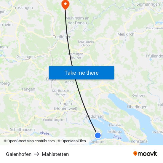 Gaienhofen to Mahlstetten map