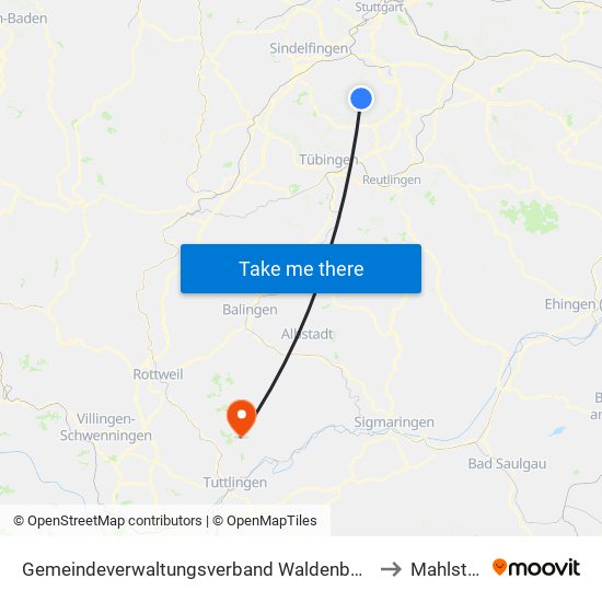 Gemeindeverwaltungsverband Waldenbuch/Steinenbronn to Mahlstetten map