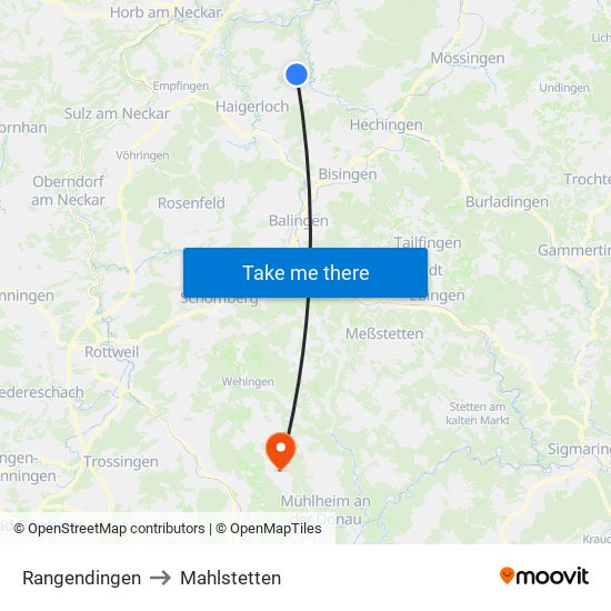 Rangendingen to Mahlstetten map