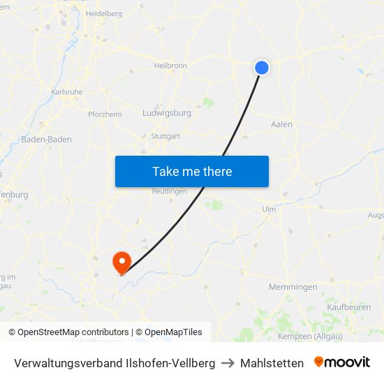 Verwaltungsverband Ilshofen-Vellberg to Mahlstetten map