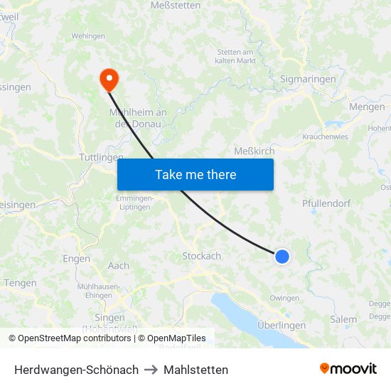 Herdwangen-Schönach to Mahlstetten map