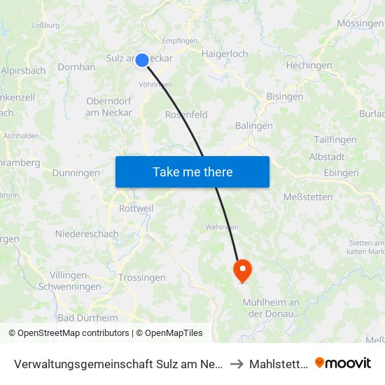 Verwaltungsgemeinschaft Sulz am Neckar to Mahlstetten map