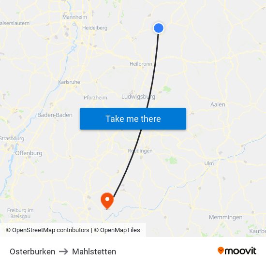 Osterburken to Mahlstetten map