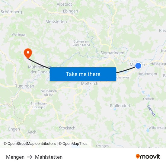 Mengen to Mahlstetten map