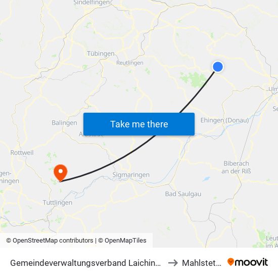 Gemeindeverwaltungsverband Laichinger Alb to Mahlstetten map