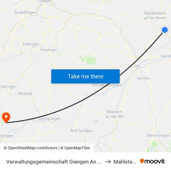 Verwaltungsgemeinschaft Giengen An Der Brenz to Mahlstetten map