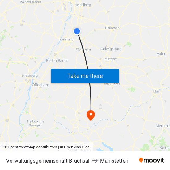 Verwaltungsgemeinschaft Bruchsal to Mahlstetten map