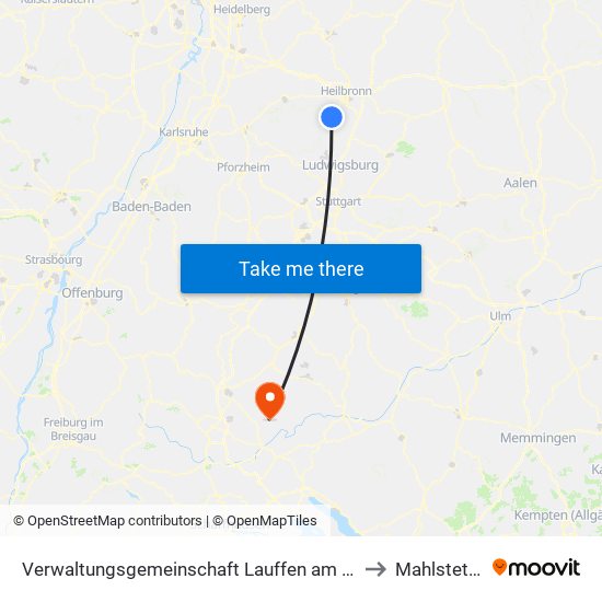 Verwaltungsgemeinschaft Lauffen am Neckar to Mahlstetten map