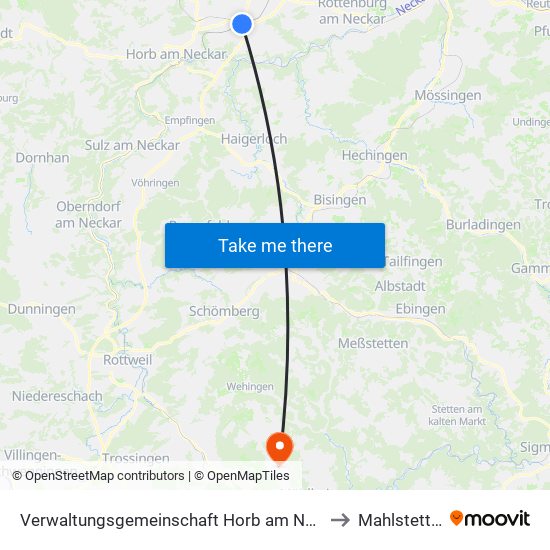 Verwaltungsgemeinschaft Horb am Neckar to Mahlstetten map