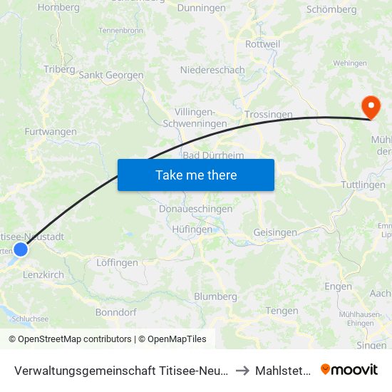 Verwaltungsgemeinschaft Titisee-Neustadt to Mahlstetten map