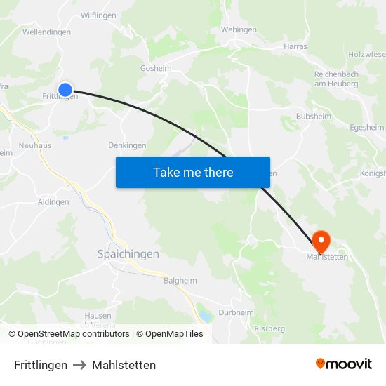 Frittlingen to Mahlstetten map