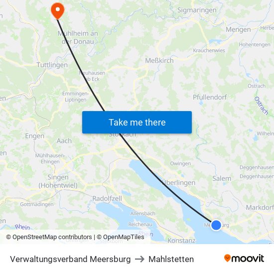 Verwaltungsverband Meersburg to Mahlstetten map