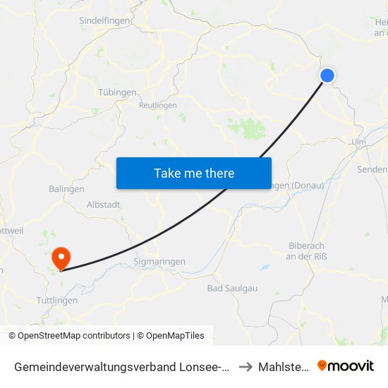 Gemeindeverwaltungsverband Lonsee-Amstetten to Mahlstetten map