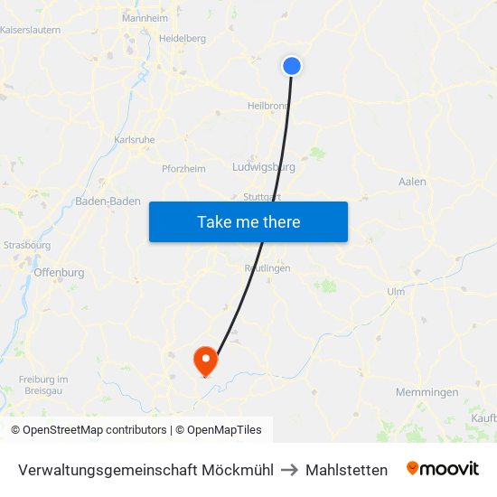 Verwaltungsgemeinschaft Möckmühl to Mahlstetten map