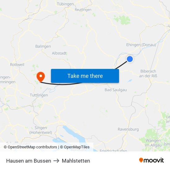 Hausen am Bussen to Mahlstetten map