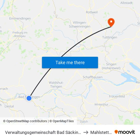 Verwaltungsgemeinschaft Bad Säckingen to Mahlstetten map