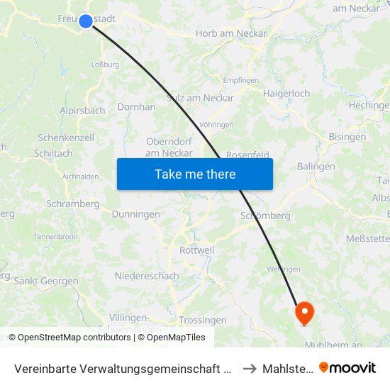 Vereinbarte Verwaltungsgemeinschaft Freudenstadt to Mahlstetten map