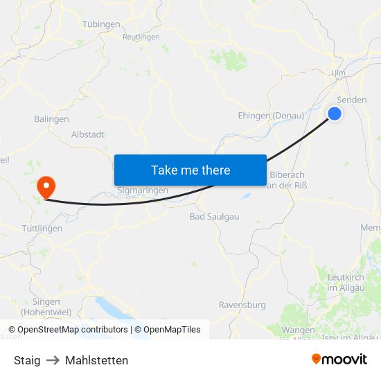 Staig to Mahlstetten map