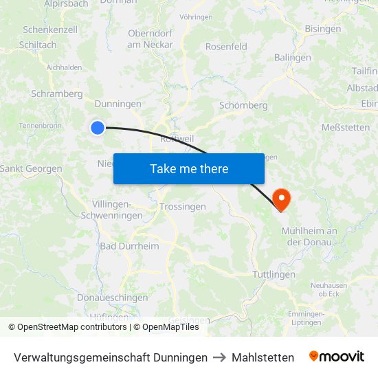 Verwaltungsgemeinschaft Dunningen to Mahlstetten map