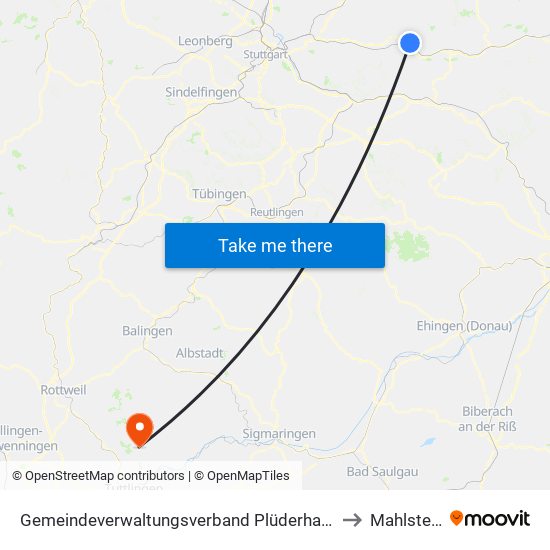 Gemeindeverwaltungsverband Plüderhausen-Urbach to Mahlstetten map