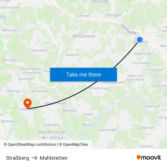 Straßberg to Mahlstetten map