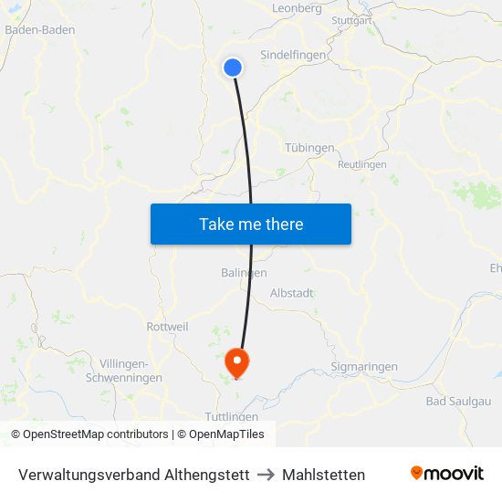 Verwaltungsverband Althengstett to Mahlstetten map