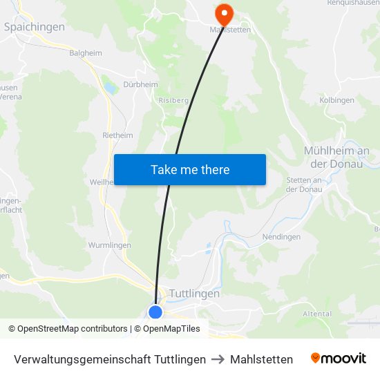 Verwaltungsgemeinschaft Tuttlingen to Mahlstetten map