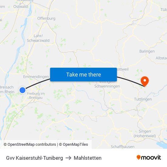 Gvv Kaiserstuhl-Tuniberg to Mahlstetten map