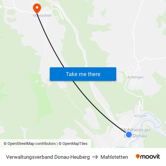 Verwaltungsverband Donau-Heuberg to Mahlstetten map