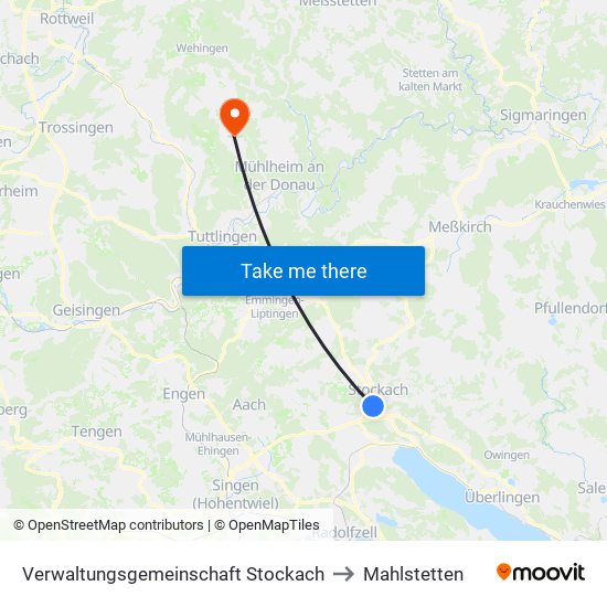 Verwaltungsgemeinschaft Stockach to Mahlstetten map