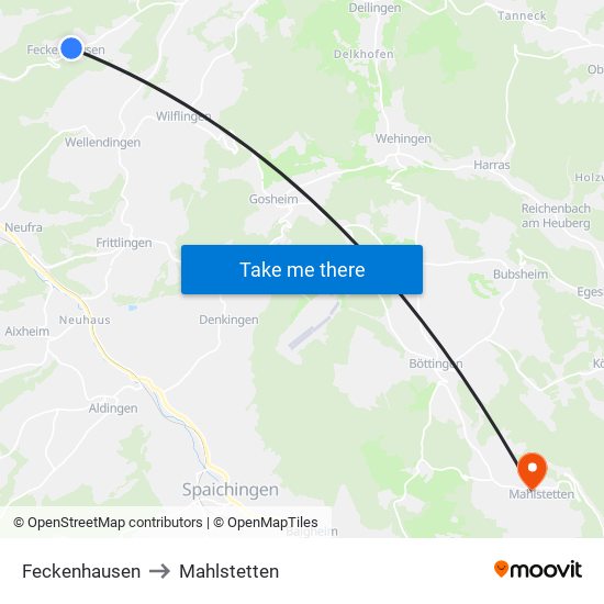 Feckenhausen to Mahlstetten map