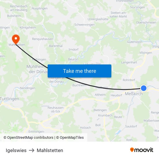 Igelswies to Mahlstetten map