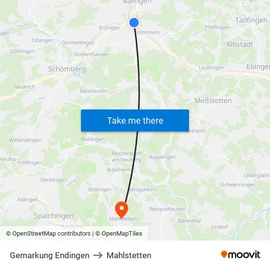 Gemarkung Endingen to Mahlstetten map