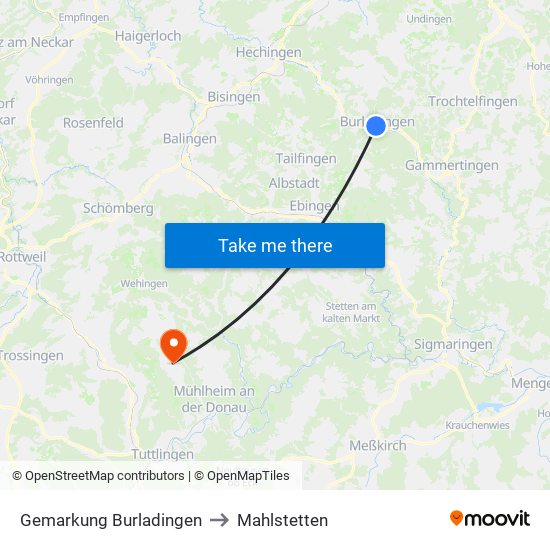 Gemarkung Burladingen to Mahlstetten map