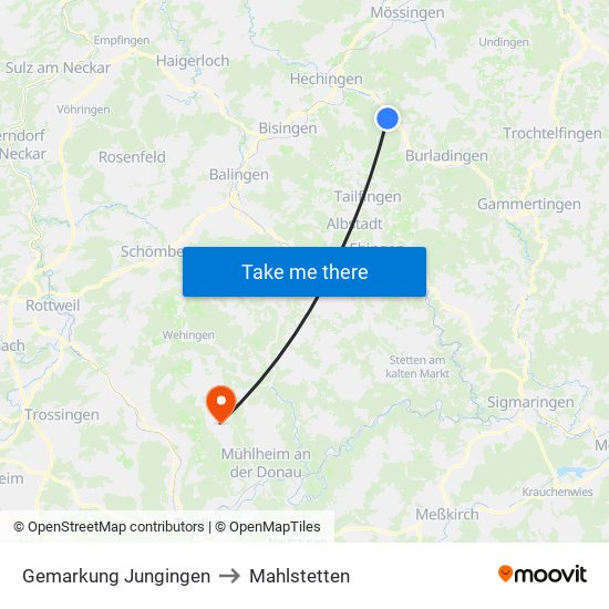 Gemarkung Jungingen to Mahlstetten map