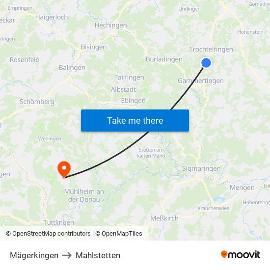 Mägerkingen to Mahlstetten map