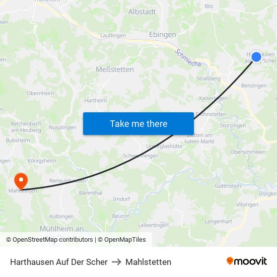 Harthausen Auf Der Scher to Mahlstetten map