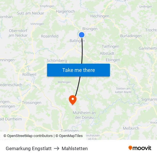 Gemarkung Engstlatt to Mahlstetten map