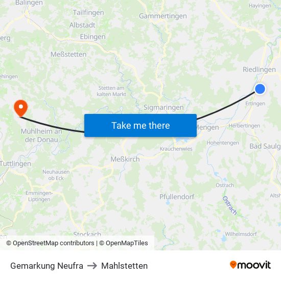 Gemarkung Neufra to Mahlstetten map