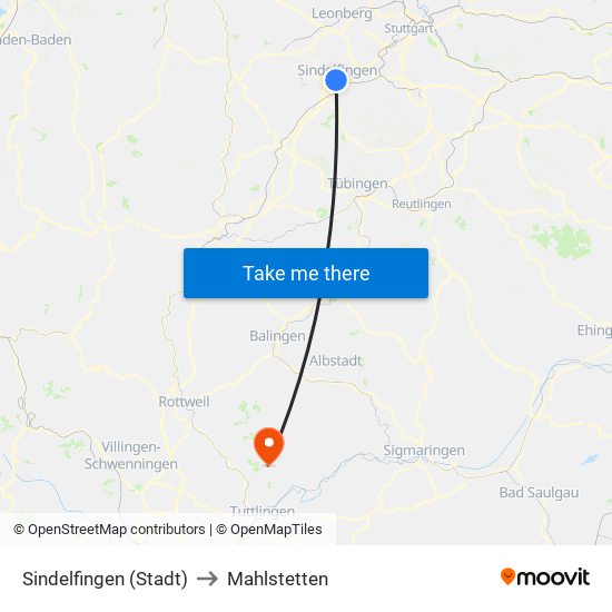 Sindelfingen (Stadt) to Mahlstetten map