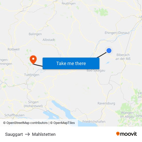 Sauggart to Mahlstetten map